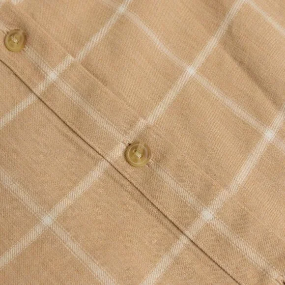 Uniqlo Soft Brushed Long Sleeve Shirt Plaid Checked Beige - Picture 7 of 12